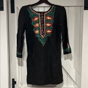 Black Tunic with Colorful Embroidery